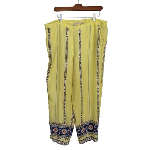 Soft Surroundings Laguna Boho Bohemian Crop Pants Yellow Women’s‎ Size Large - Picture 3 of 11